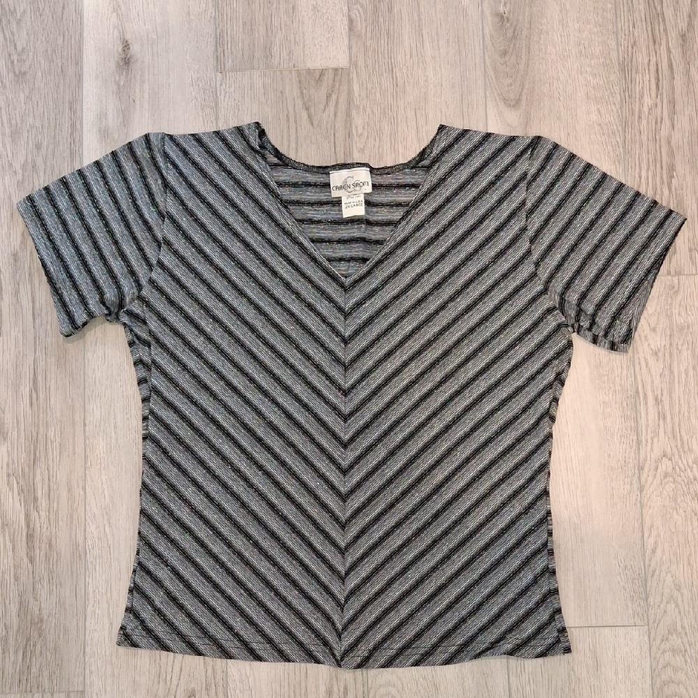 Vintage Caren Sport Black and White Chevron Tee
